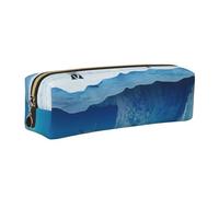 JKLQWC Trousse à crayons en cuir imprimé Penguins On The Iceberg avec fermeture éclair dorée - Organiseur simple et léger pour l'école, le bureau, les voyages, le maquillage, doré, One Size, Cartable
