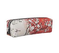 JKLQWC Trousse à crayons en cuir imprimé reflet du soleil japonais avec fermeture éclair dorée - Organiseur simple et léger pour l'école, le bureau, les voyages, le maquillage, Argenté., One Size