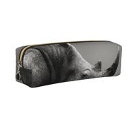 JKLQWC Trousse à crayons en cuir imprimé rhinocéros d'Afrique du Sud avec fermeture éclair dorée - Organiseur simple et léger pour l'école, le bureau, les voyages, le maquillage, doré, One Size