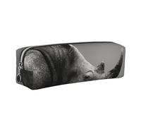 JKLQWC Trousse à crayons en cuir imprimé rhinocéros d'Afrique du Sud avec fermeture éclair dorée - Organiseur simple et léger pour l'école, le bureau, les voyages, le maquillage, Argenté., One Size