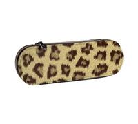JKLQWC Trousse à crayons en cuir synthétique avec fermeture éclair Motif girafe d'Afrique majestueux Arbre majestueux Pour bureau, école, voyage, Imprimé léopard jaune., One Size, Cartable