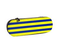 JKLQWC Trousse à crayons en cuir synthétique avec fermeture éclair Motif girafe d'Afrique majestueux Arbre majestueux Pour bureau, école, voyage, Rayures jaunes et bleues., One Size, Cartable
