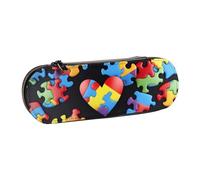 JKLQWC Trousse à crayons en cuir synthétique avec fermeture éclair pour la sensibilisation à l'autisme - Pour bureau, école, voyage, Noir , Taille unique, Cartable