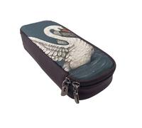 JKLQWC Trousse à crayons en cuir synthétique avec illustration abstraite, impression 3D, pour filles et garçons, jolie trousse à crayons avec fermeture éclair, pour bureau, école, Cygne blanc., One