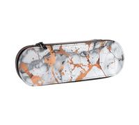 JKLQWC Trousse à crayons en cuir synthétique avec imprimé éclaboussures de cuivre avec texture marbrée et fermeture éclair pour bureau, école, voyage, Noir , Taille unique, Cartable