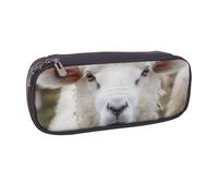 JKLQWC Trousse à crayons en cuir synthétique avec imprimé mouton et agneau mignon avec fermeture éclair pour le bureau, l'école, les étudiants, les adolescents, les filles, les garçons, les adultes