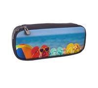 JKLQWC Trousse à crayons en cuir synthétique avec motif galaxie et losanges - Jolie trousse à crayons avec fermeture éclair - Organiseur pour étudiants, adolescents, filles, garçons, adultes, Tongs