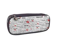 JKLQWC Trousse à crayons en cuir synthétique imprimé bowling avec fermeture éclair pour le bureau, l'école, les étudiants, les adolescents, les filles, les garçons, les adultes, I Love You Words With