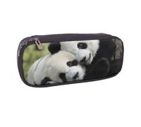 JKLQWC Trousse à crayons en cuir synthétique imprimé sur le thème nautique pirate avec fermeture éclair pour bureau, école, école, étudiants, adolescents, filles, garçons, adultes, Jolis pandas., One