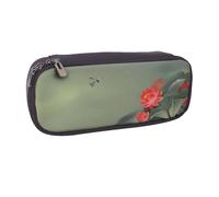 JKLQWC Trousse à crayons en cuir synthétique imprimé sur le thème nautique pirate avec fermeture éclair pour bureau, école, école, étudiants, adolescents, filles, garçons, adultes, Fleur de lotus et
