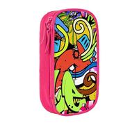 JKLQWC Trousse à crayons imprimée avec dessin graffiti - Grande trousse de rangement portable pour bureau, école, adolescent, fille, garçon, adulte, noir, rose, One Size, Cartable