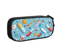 JKLQWC Trousse à crayons imprimée avec motif de médecine de dessin animé - Jolie trousse à crayons avec fermeture éclair - Boîte de rangement pour bureau, école, adolescent, fille, garçon, adulte,