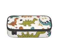 JKLQWC Trousse à crayons imprimée avec motif dinosaure - Grande capacité - Compartiment à fermeture éclair - Organiseur pour bureau, école, voyage, Noir , Taille unique, Cartable