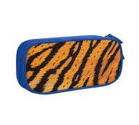 JKLQWC Trousse à crayons imprimée avec motif tigre à rayures - Jolie trousse à crayons avec fermeture éclair pour bureau, école, adolescent, fille, garçon, adulte, noir, bleu, Taille unique, Cartable