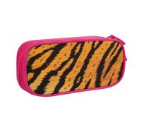 JKLQWC Trousse à crayons imprimée avec motif tigre à rayures - Jolie trousse à crayons avec fermeture éclair pour bureau, école, adolescent, fille, garçon, adulte, noir, rose, Taille unique, Cartable