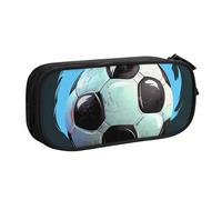 JKLQWC Trousse à crayons imprimée ballon de football avec fermeture éclair pour bureau, école, adolescent, fille, garçon, adulte, noir, Noir , Taille unique, Cartable