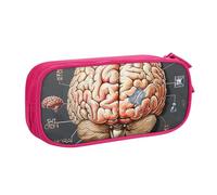 JKLQWC Trousse à crayons imprimée cerveau humain mignonne trousse à crayons avec fermeture éclair pour bureau, école, adolescent, fille, garçon, adulte, noir, rose, Taille unique, Cartable