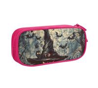 JKLQWC Trousse à crayons imprimée chapeau de sorcière mignonne avec fermeture éclair pour bureau, école, adolescent, fille, garçon, adulte, noir, rose, Taille unique, Cartable