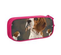 JKLQWC Trousse à crayons imprimée chien Beagle - Jolie trousse à crayons avec fermeture éclair - Pour bureau, école, adolescent, fille, garçon, adulte, noir, rose, Taille unique, Cartable