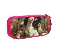 JKLQWC Trousse à crayons imprimée d'animaux de la ferme - Jolie boîte à crayons avec fermeture éclair - Boîte de rangement pour bureau, école, adolescent, fille, garçon, adulte, noir, rose, Taille