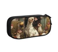 JKLQWC Trousse à crayons imprimée d'animaux de la ferme - Jolie boîte à crayons avec fermeture éclair - Boîte de rangement pour bureau, école, adolescent, fille, garçon, adulte, noir, Noir , Taille