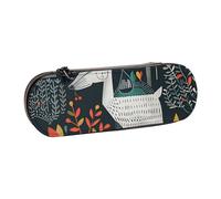 JKLQWC Trousse à crayons imprimée d'animaux scandinaves - Jolie boîte à crayons - En cuir synthétique - Fermeture éclair - Pour bureau, école, voyage, Noir , Taille unique, Cartable