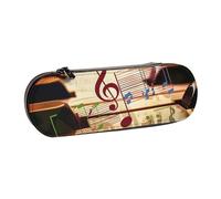 JKLQWC Trousse à crayons imprimée de musique - Jolie boîte à crayons en cuir synthétique avec fermeture éclair - Organiseur pour bureau, école, voyage, Noir , Taille unique, Cartable
