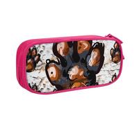 JKLQWC Trousse à crayons imprimée de pattes de chien - Jolie trousse à crayons avec fermeture éclair - Pour bureau, école, adolescent, fille, garçon, adulte, noir, rose, Taille unique, Cartable