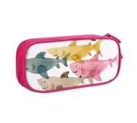 JKLQWC Trousse à crayons imprimée de poissons colorés - Jolie boîte à crayons avec fermeture éclair - Boîte de rangement pour bureau, école, adolescent, fille, garçon, adulte, noir, rose, One Size