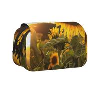 JKLQWC Trousse à crayons imprimée de Saint-Valentin pour enfants, hommes et femmes, deux couches de grande capacité, trousse de maquillage, organisateur pour bureau, école, voyage, Sunflowers, Taille