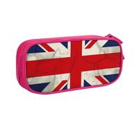 JKLQWC Trousse à crayons imprimée drapeau du Royaume-Uni - Jolie boîte à crayons avec fermeture éclair - Boîte de rangement pour bureau, école, adolescent, fille, garçon, adulte, noir, rose, Taille