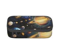 JKLQWC Trousse à crayons imprimée « Exploring The Solar System » - Grande capacité - Compartiment à fermeture éclair - Organiseur pour bureau, école, voyage, Noir , Taille unique, Cartable