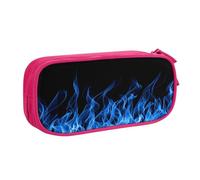 JKLQWC Trousse à crayons imprimée flamme bleue avec fermeture éclair pour bureau, école, adolescent, fille, garçon, adulte, noir, rose, One Size, Cartable