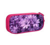 JKLQWC Trousse à crayons imprimée fleurs en fleurs mignonnes avec fermeture éclair pour bureau, école, adolescent, fille, garçon, adulte, noir, rose, Taille unique, Cartable