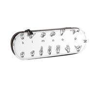 JKLQWC Trousse à crayons imprimée football en cuir synthétique avec fermeture éclair pour bureau, école, voyage, Alphabet langue des signes 2, One Size, Cartable