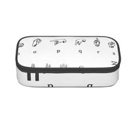 JKLQWC Trousse à crayons imprimée football - Grande capacité - Compartiment à fermeture éclair - Organiseur pour bureau, école, voyage, Alphabet en langue des signes 1, One Size, Cartable
