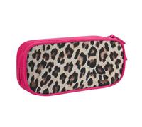 JKLQWC Trousse à crayons imprimée léopard avec fermeture éclair pour bureau, école, adolescent, fille, garçon, adulte, noir, rose, One Size, Cartable