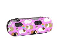 JKLQWC Trousse à crayons imprimée loup hurlant - En cuir synthétique - Fermeture éclair - Pour bureau, école, voyage, Cochons d'Inde et cupcakes, One Size, Cartable