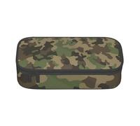JKLQWC Trousse à crayons imprimée loup hurlant - Grande capacité - Compartiment à fermeture éclair - Organiseur pour bureau, école, voyage, camouflage vert, One Size, Cartable