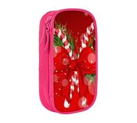 JKLQWC Trousse à crayons imprimée Merry Christmas 2 - Jolie pochette à stylos - Grande trousse de rangement portable pour bureau, école, adolescent, fille, garçon, adulte, noir, rose, One Size