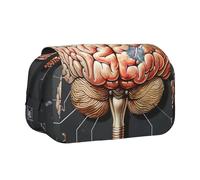 JKLQWC Trousse à crayons imprimée moderne du milieu du siècle pour enfants, hommes et femmes, deux couches de grande capacité, trousse de maquillage, organisateur pour bureau, école, voyage, Cerveau
