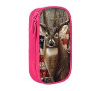 JKLQWC Trousse à crayons imprimée motif cerf saison de chasse - Grande trousse de rangement portable pour bureau, école, adolescent, fille, garçon, adulte, noir, rose, One Size, Cartable