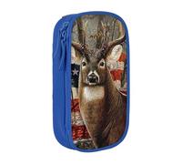 JKLQWC Trousse à crayons imprimée motif cerf saison de chasse - Grande trousse de rangement portable pour bureau, école, adolescent, fille, garçon, adulte, noir, bleu, One Size, Cartable