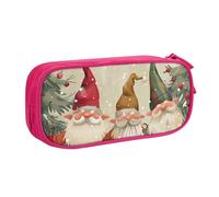 JKLQWC Trousse à crayons imprimée nains de Noël avec fermeture éclair pour bureau, école, adolescent, fille, garçon, adulte, noir, rose, Taille unique, Cartable