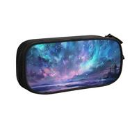 JKLQWC Trousse à crayons imprimée Northern Lights - Jolie boîte à crayons avec fermeture éclair - Pour bureau, école, adolescent, fille, garçon, adulte, noir, Noir , Taille unique, Cartable
