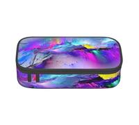 JKLQWC Trousse à crayons imprimée palmier coucher de soleil - Grande capacité - Compartiment à fermeture éclair - Organiseur pour bureau, école, voyage, Peinture Aurore boréale, One Size, Cartable