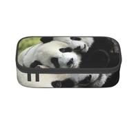 JKLQWC Trousse à crayons imprimée palmier coucher de soleil - Grande capacité - Compartiment à fermeture éclair - Organiseur pour bureau, école, voyage, Jolis pandas., One Size, Cartable