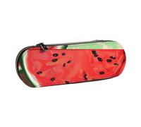 JKLQWC Trousse à crayons imprimée pastèque rouge - Jolie boîte à crayons en cuir synthétique avec fermeture éclair - Organiseur pour bureau, école, voyage, Noir , Taille unique, Cartable