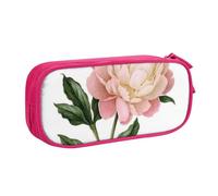 JKLQWC Trousse à crayons imprimée pivoine mignonne avec fermeture éclair pour bureau, école, adolescent, fille, garçon, adulte, noir, rose, One Size, Cartable