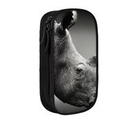 JKLQWC Trousse à crayons imprimée rhinocéros d'Afrique du Sud - Grande trousse de rangement portable pour bureau, école, adolescent, fille, garçon, adulte, noir, Noir , One Size, Cartable